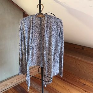 Velvet Cream Brown Sheer Floral Wrap Sweater, EUC, M